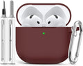 Ljusmicker for AirPods 4 Case 2024 with Cleaner Kit,Soft Silicone Protective Cover for Apple AirPods 4th Generation Cases for Women Men,for AirPod 4 Case Accessories with Keychain-Wine Red