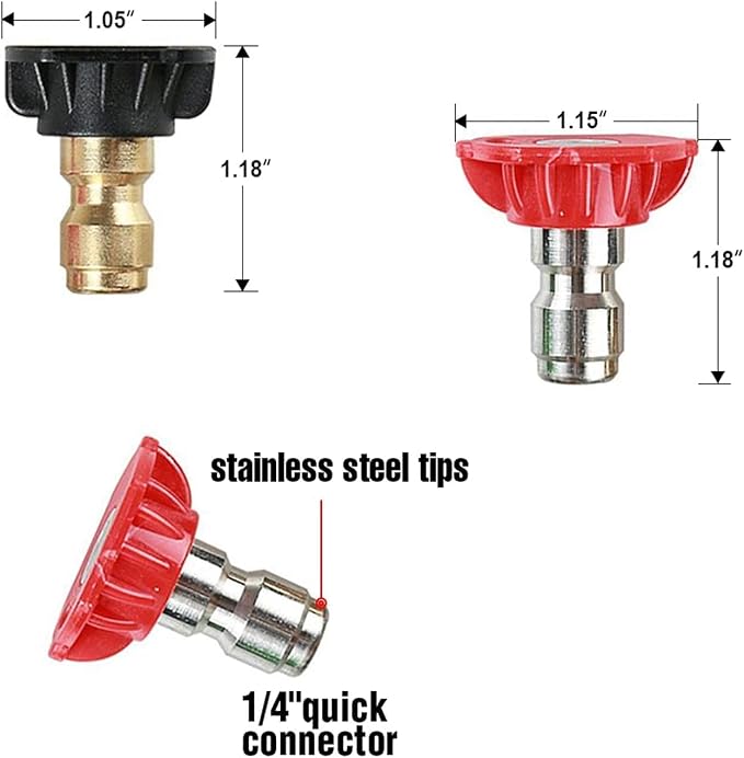 Professional Washer Cleaner 1/4'' Quick Connector, Best for Cleaning Homes High Pressure Washer Spray Nozzle Tips