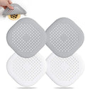Bovinde Hair Drain Catcher Square for Shower 4PCS (Grey Aluminium White) | Drainer Cover Silicone Hair Stopper with Suction Cups,Protector Accessories,Easy to Install Suit for Bathroom,Bathtub,Sink
