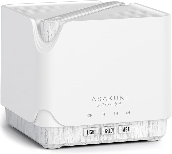 ASAKUKI Essential Oil Diffuser for Home Large 700 ml Humidifier | Automatic Shut-Off, Quiet Aromatherapy Diffuser with 7 LED Lights for Living Room, Kitchen, Bedroom, Hotel - White