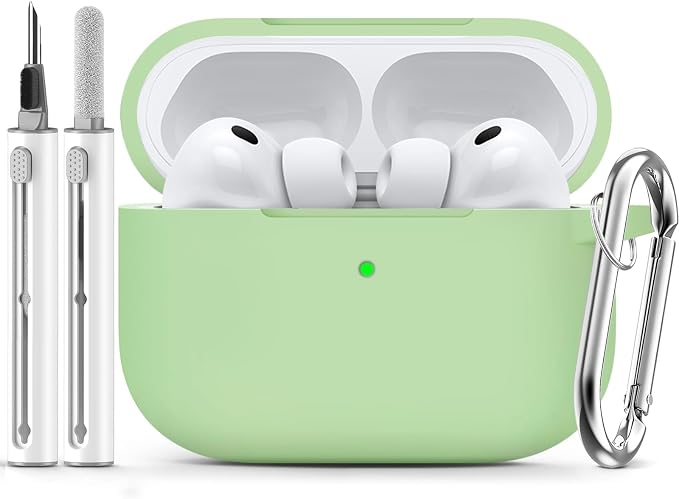 Ljusmicker for AirPods Pro 3 Case 2025 with Cleaner Kit,Pastel Green | Soft Silicone Protective Cover for Apple AirPod Pro 3rd Generation Case with Keychain for Women Men,Shockproof