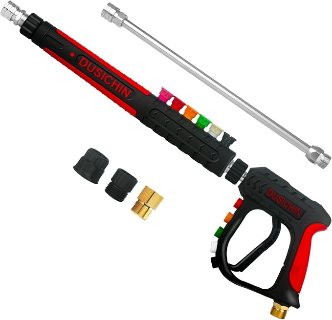 DUSICHIN Pressure Washer Gun Long Wand 36 inches 3 Stages Lance 6 Nozzles, Car Wash Sidewalk Fence Cleaning 3000 PSI High Pressure On Power Washers