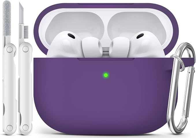 for AirPods Pro 3 Case 2025,Come with Cleaner Kit,Dark Purple | Silicone Protective Cover for Airpod Pro 3rd Generation Case with Keychain,for Women Men,One-Piece Design,Shockproof
