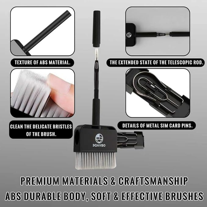 Keyboard Cleaner & Laptop Cleaning Kit - 9-in-1 Electronics Cleaning Brush Set with Keycap Puller, Screen Cleaner, Earbud Cleaner Pen for Computer, PC Monitor, MacBook, Phone, Airpods (White)