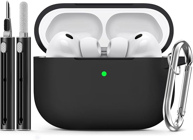 Ljusmicker for AirPods Pro 3 Case 2025 with Cleaner Kit,Black | Soft Silicone Protective Cover for Apple AirPod Pro 3rd Generation Case with Keychain for Women Men,Shockproof