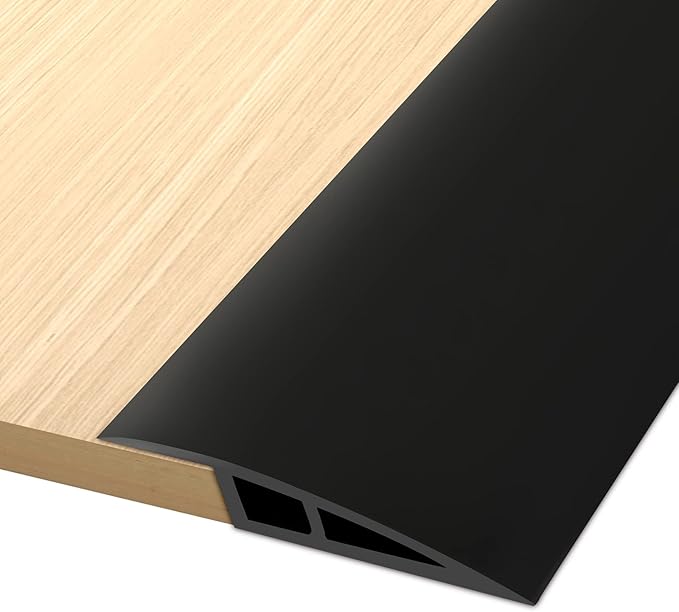 Vinyl Door Threshold Flooring Transition Strip Self Adhesive Carpet Edging Strip for Laminate Doorway Edge Threshold from 2/5" to 3/5" (Black, 10 Ft)