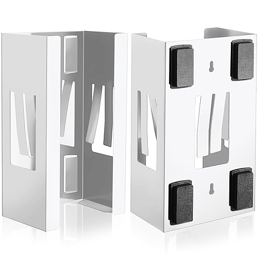 Lounsweer 2 Pcs Magnetic Glove Dispenser Holders Wall Mount Boxes of Gloves Commercial Quality Towels Wipes Paper Tissue Box Holder Kitchen Fridge Office Workshops Garage Tool Hospital(White)