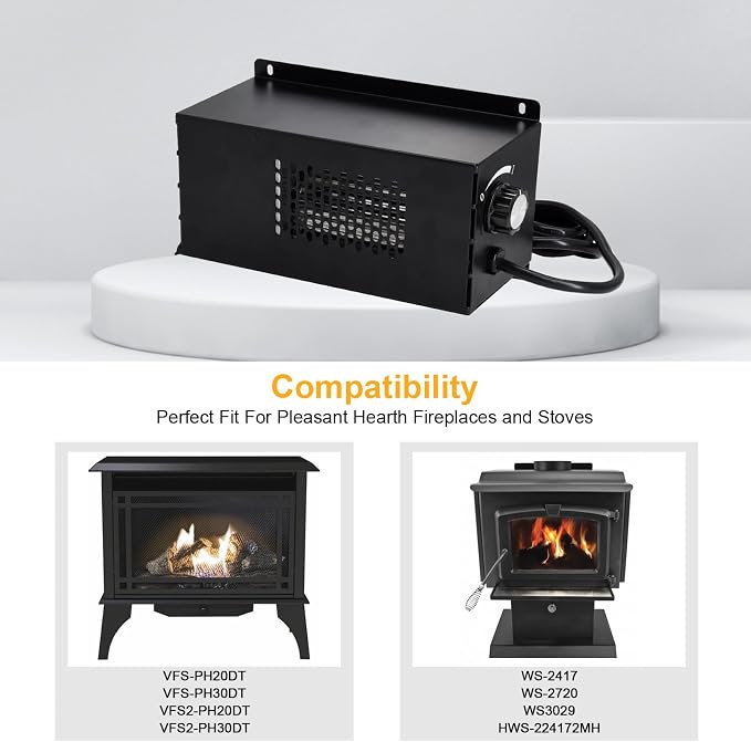 Criditpid PBAR-2427 Fireplace Blower Fan Kit for Pleasant Hearth Vent Free Stove or Wood Burning Stoves, Blower for GHP Group Pleasant Hearth VFS2-PH30DT, VFS2-PH20DT, VFS-PH20DT, VFS-PH30DT Fireplace