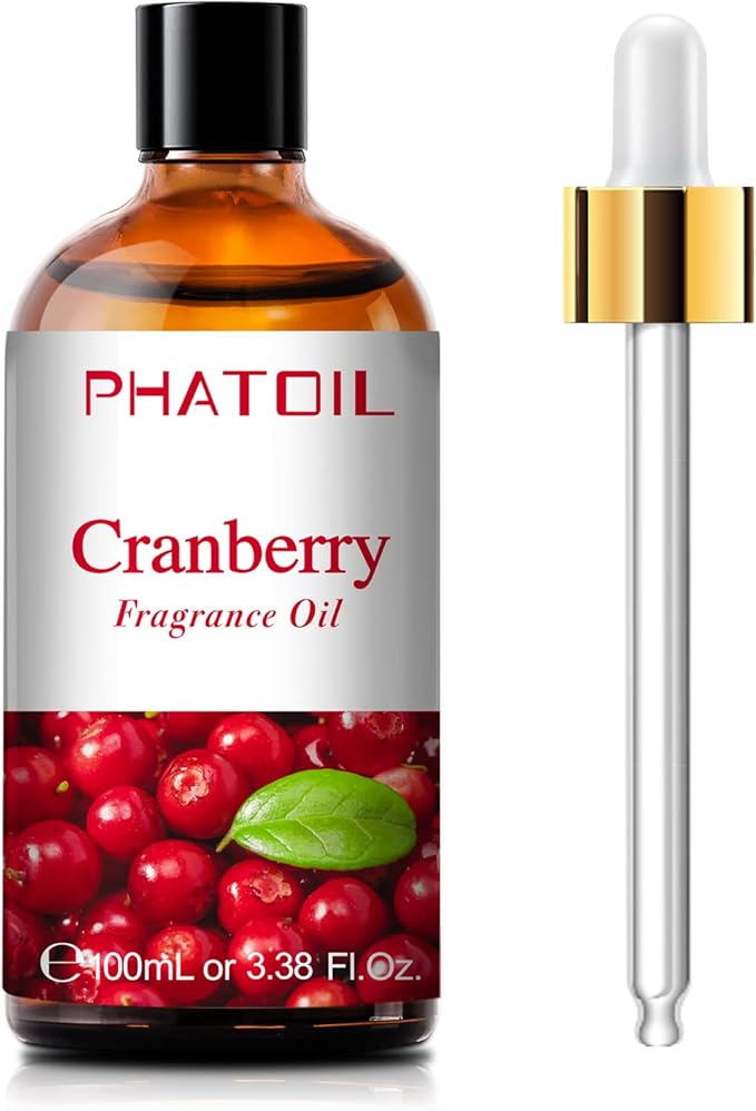 PHATOIL Cranberry Fragrance Oil for Diffuser Aromatherapy 3.38FL.OZ | Long Lasting Scented Oils For Humidifier, Air Freshener, DIY Soap Candle, Scent Project Making, Aroma Oil for Home Freshening
