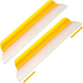 2 Pack 14 Inch Car Drying Squeegee Yellow Silicone Window Blade | Flexible Silicone for Drying Windshield Shower Glass, Bathroom Window Cleaner, T-bar Design, Long Handle Wash Tool
