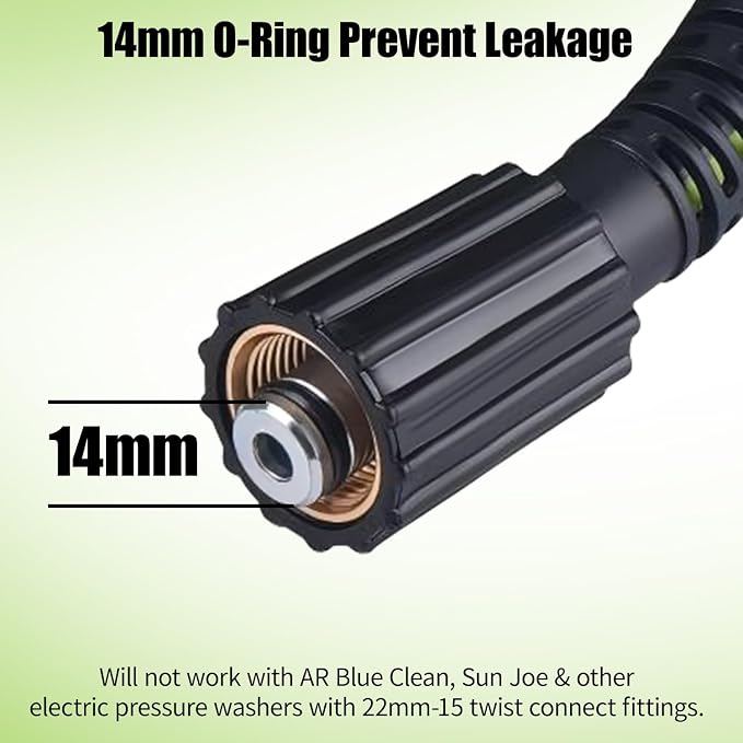 Pressure Washer Hose 1/4" × 50FT - 3200 PSI Heavy Duty Power Washer Hose Replacement with M22-14mm Aluminum Fittings, Flexible Kink-Resistant Hose for Gas & Electric Pressure Washers