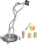 Hourleey 20" Pressure Washer Surface Cleaner with Dual Handles, Stainless Steel Surface Cleaner with 4 Wheels for Driveways, Pathway, Sidewalks, Patios, Decks, 4500 PSI with 3/8" Quick Connector Kit