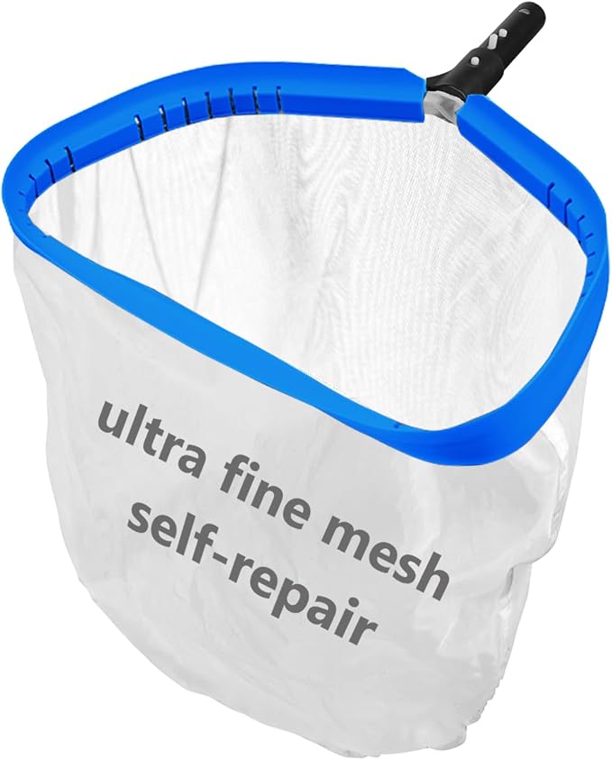 TidyMister 17.5'' Ultra Fine Mesh Pool Skimmer Net Rake for Sand Silt Pollen Debris - Super Extra Fine Nylon Cleaning Pool Net for Above Ground & In-ground Swimming Pools