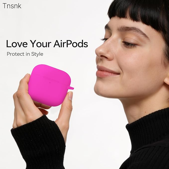 for AirPods 4 Case, TNSNK Silicone AirPod 4 Case Cover Compatible with Apple Airpods 4th Gen, Shockproof Protective Cases for Women Girly with Cleaner Kit and Keychain, Front LED Visible