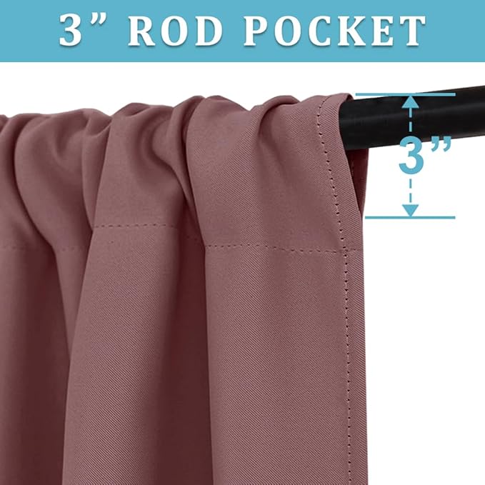 RYB HOME Small Window Curtains for Kitchen, Thermal Insulated Privacy Shades for Bedroom Basement Bathroom Door Half Window Tiers, Width 34 x Length 36 inch, 2 Panels, Dusty Rose