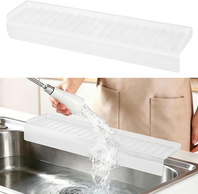 Sink Edge Protector with Suction Cup, 14" 20" 24" 30", Silicone Sink Splash Guard for Kitchen & Bathroom, Protect Countertop from Scratches, Stains, for Stainless Steel Granite Quartz
