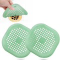 Bovinde Hair Drain Catcher,Square Cover for Shower 2 Pack (Green) | Drainer Cover Silicone Hair Stopper with Suction Cups,Protector Accessories,Easy to Install Suit for Bathroom,Bathtub,Sink