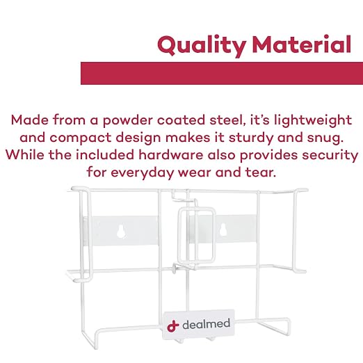 Dealmed 787132 Glove Box Holder - Universal - Wall Mount Dispenser | Powder Coated Alloy Steel, 2-Box Capacity, Open Wire Design, 11.8 x 4.3 x 7.7 in, Mounting Hardware Included
