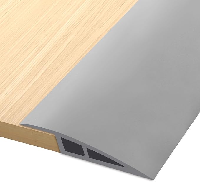 Vinyl Door Threshold Flooring Transition Strip Self Adhesive Carpet Edging Strip for Laminate Doorway Edge Threshold from 1/5" to 2/5" (Gray, 6.6 Ft)