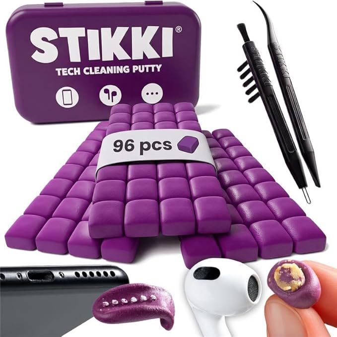 STIKKI Cleaning Putty & Precision Tools - Earbud, Port & Phone Cleaning Kit | Compatible with iPhone & AirPod, Putty for Phone Speaker & Electronics, USB-C Charging Port Cleaner Tool, Leaves No Residue