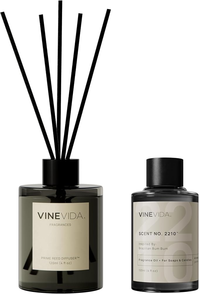 VINEVIDA | Brazilian Summer | Reed Diffuser for Home & Bathroom | Long-Lasting Scent Sticks Set | Oil Stick Diffuser | Bathroom Scent