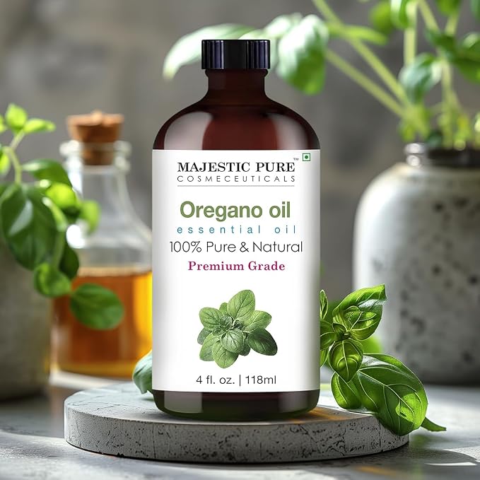 Majestic Pure Essential Oil with Glass Dropper - 100% Pure and Natural - Essential Oils for Diffuser, Aromatherapy, Soap and Candle Making, Oregano Essential Oil, Oregano Oil, 4 Fl Oz