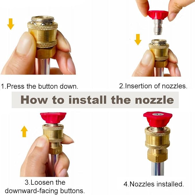 Jet Nozzle High Pressure Hose Nozzle, 18” Hydro Jet Water Hose Nozzle for Garden Hose with 3 Different Nozzles & Hose Quick Connectors, Power Washer Wand for Cleaning Patio, Car, Window (Blue, 18inch)