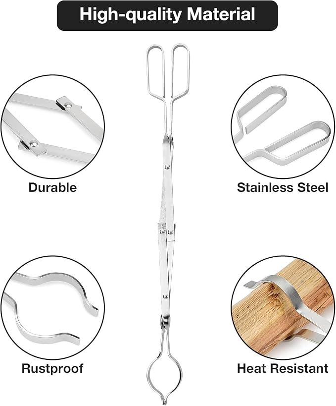 Stanbroil 26" Outdoor Campfire Fireplace Tongs Stainless Steel Log Grabber | Firewood tongs