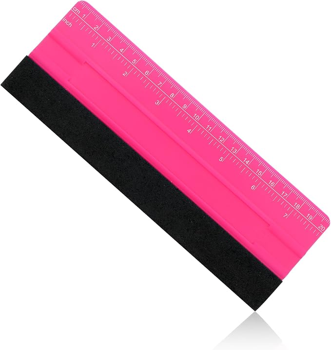 Professional Large Squeegee for Vinyl, Decals, Sticker Paper, Wallpaper, Big Size Wallpaper Smoothing Tool Squeegee with Ruler for Sign Making Graphic Window Tint Film(Pink, 8inch)
