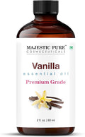 Majestic Pure Vanilla Essential Oil for Diffuser - 2 Fl Oz | 100% Natural Essentials Oils Ideal for Humidifier, Air Freshening, Cleaning Home, Bath, Steam Inhalation and Massage