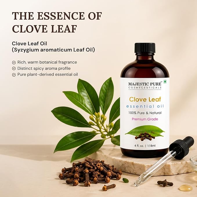 Majestic Pure Clove Essential Oil for Diffuser - 4 Fl Oz | 100% Pure & Natural Essentials Oils for aromatherapy, massage blends and DIY home fragrance projects and room sprays