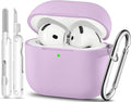 for AirPods 4 Case, TNSNK Silicone AirPod 4 Case Cover Compatible with Apple Airpods 4th Gen, Shockproof Protective Cases for Women Girly with Cleaner Kit and Keychain, Front LED Visible