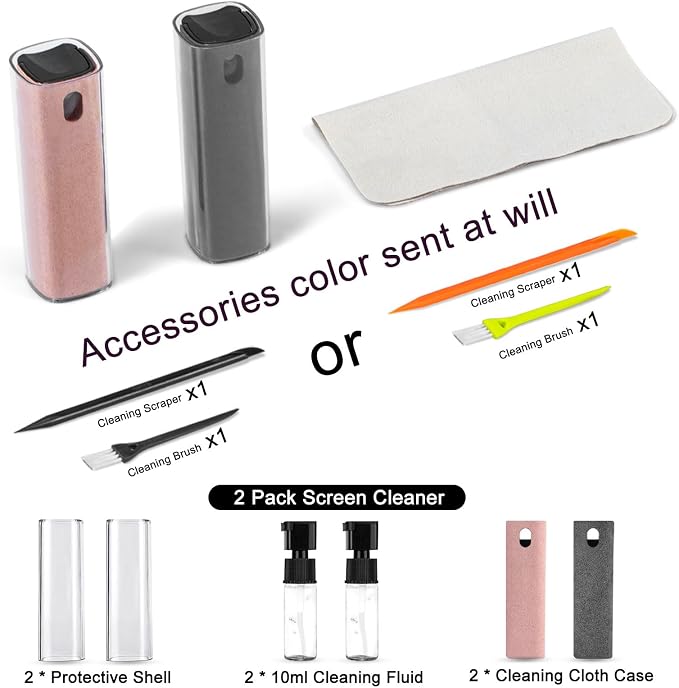 2 Pack Screen Cleaner Spray and Wipe for Laptop Monitor and Car Screens, Phone Touchscreen Mist Cleaning Kit for Cellphone, Tablet, PC, Computer, LCD, Eyeglass, iPhone, iPad, Mac Pro - Grey and Pink | Touchscreen Mist Cleaning Kit for Tablet, PC, Compu...