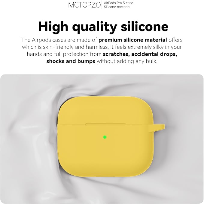 Case for AirPods Pro 3 2025,Come with Cleaner Kit,Yellow | Silicone Protective Cover for Airpod Pro 3rd Generation Case with Keychain,for Women Men,One-Piece Design,Shockproof