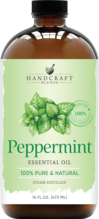 Handcraft Blends Peppermint Essential Oil in Glass Bottle – Huge 16 Fl Oz – 100% Pure and Natural – Premium Grade Oil for Diffuser and Aromatherapy, Skin, Massage, Candle and Soap Making Fragrance