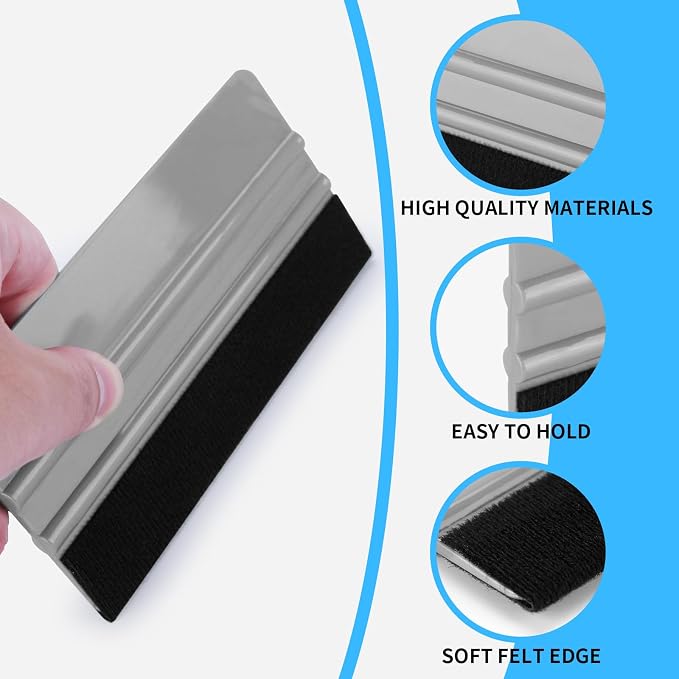 Arayker 10 Pack Vinyl Wrap Squeegee Tool 6 Inch Felt Edge Squeegee | Window Film Tint Squeegee Decal Applicator Scraper Tool Wallpaper Smoothing Tool with 10 Pcs Black Felt Fabric