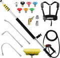 24 FT Pressure Washer Telescoping Wand with 3 Extension Wands | Gutter Cleaner Attachment, 7 Spray Nozzle Tips, 2 Hose Inlet Adapters, Pivoting Coupler and Support Harness