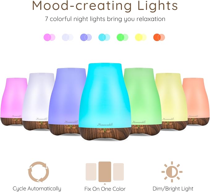 Homeweeks Essential Oil Diffuser for Room 100 ML 1 Pack | Aromatherapy Scent Diffuser Adjustable Mist Mode, Cool Mist, Auto Off Ultrasonic Aroma Fragrance Diffuser for Bedroom Office