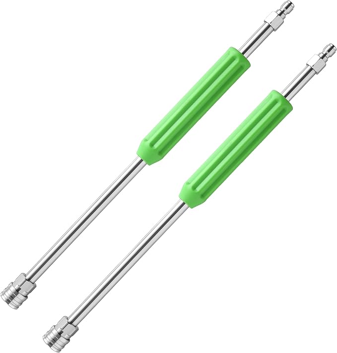 Pressure Washer Extension Wand, 17 Inch, Stainless Steel | Power Washer Lance with Green Protective Cover, 1/4'' Quick Connect, 2 Pack