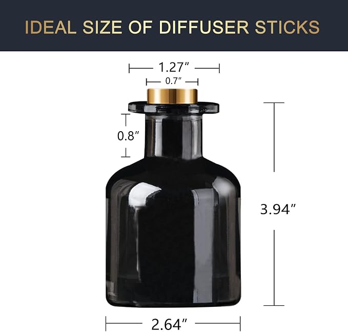HOSSIAN 150ml/50oz 2 Clear Glass Bottles 2 Glossy Black Bottles Fragrance Diffuser Empty Bottle with 28pcs Reed Sticks for Home Fragrance Accessories (Clear+Black)