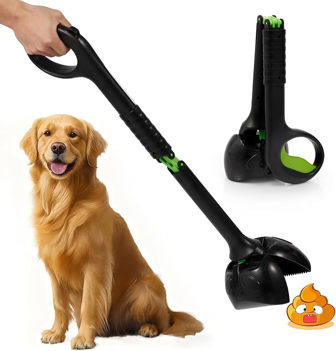 Heavy Duty Dog Poop Scooper, Lightweight & Easy to Use, with Long Handle | Sturdy & Durable, Easy Single-Hand Operation, No More Bending, High-Strength Material, Suitable for Grass and Gravel Pick Up