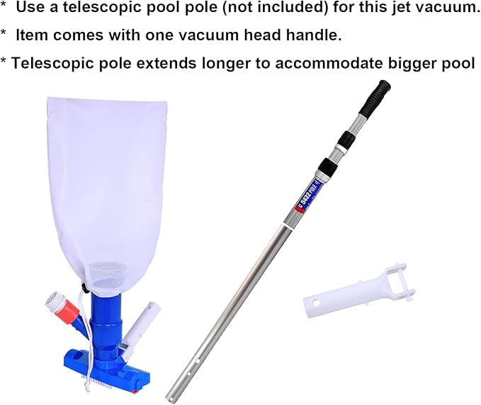 Pool Spa Jet Vacuum Cleaner w/Brush for Frame Above Ground/Inflatable Pools, Spa, Hot Tub Vacuuming, Use Water Pressure from Garden Hose to Vacuum (Use with A Telescopic Pool Pole, Not Included)