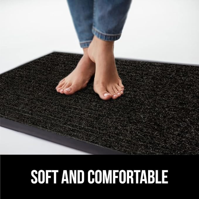 GORILLA GRIP Traffic Guard Door Mat, 2 Pack, Heavy Duty Waterproof Doormat, Commercial Office Space Welcome Mats, Stain and Fade Resistant, Low Profile, Strong Rubber Backing, 29x17, Jet Black