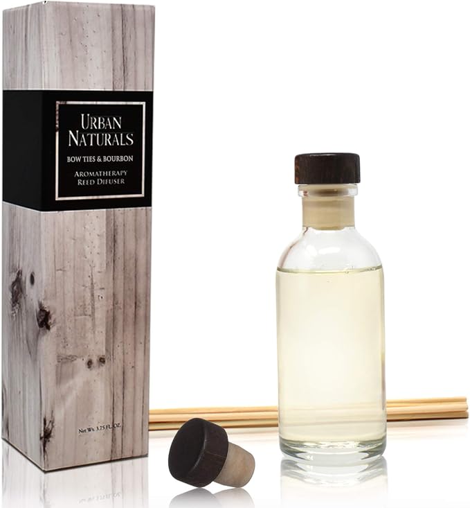 Reed Diffuser Set, Bowties & Bourbon - Bathroom Shelf Décor | Dark Oak, Bergamot & Bourbon, Made in the USA