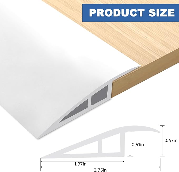Vinyl Door Threshold Flooring Transition Strip Self Adhesive Carpet Edging Strip for Laminate Doorway Edge Threshold from 2/5" to 3/5" (White, 3.3 Ft)