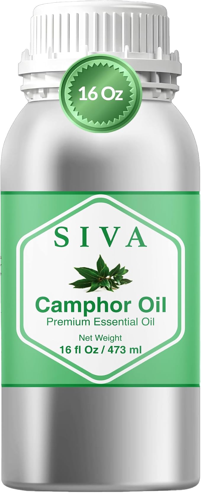 Siva Camphor Essential Oil, Huge Bottle, Large Size, 16 Fl Oz (473 ml) | Camphor Oil for Diffuser, Humidifier, Steam, Spray, Body Massage, Hair, Skin, Soap Making, Candle Making & DIY Blending