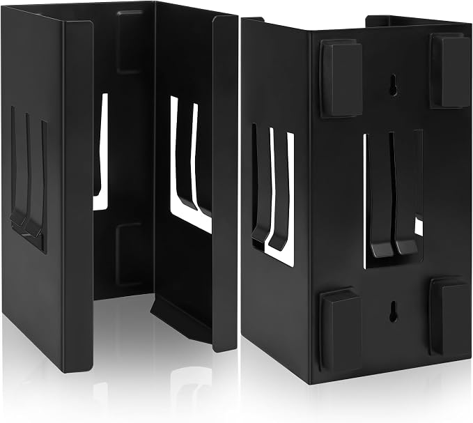 Magnetic Glove Dispenser 2 Pack - Heavy Duty Wall Mount & Fridge Organizer for Gloves, Paper Towels, Wipes - Tool-Free Installation for Kitchen, Garage, Workshop, Office - Black (Black Steel)