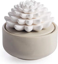 White Succulent, Porcelain Passive Essential Oil Diffuser (with 15ml Peppermint Essential Oil) – Non-Electric, Battery-Free, Improves Sleep, and Relieves Stress