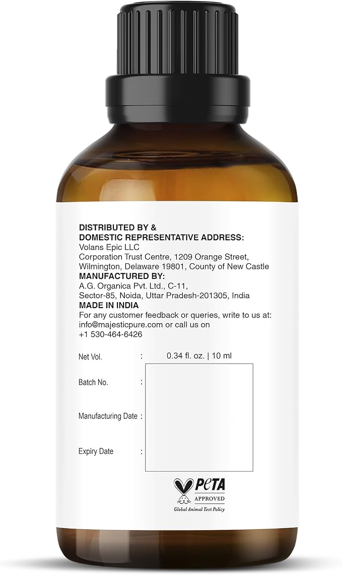 Majestic Pure Vanilla Essential Oil for Diffuser - 0.3 Fl Oz | 100% Natural Essentials Oils for Aromatherapy, Massage, Steam inhalation, Air Freshing, Soap and Candle Making
