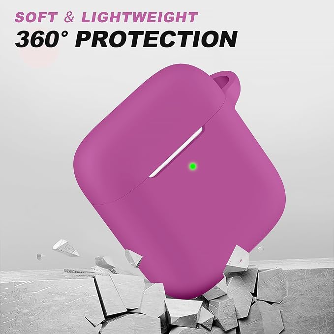 for AirPods Case Cover, Come with Cleaner Kit, Soft Silicone Protective Cover with Buckle, Compatible with Apple AirPods 2nd 1st Generation Charging Case, Front LED Visible, Classic Pink
